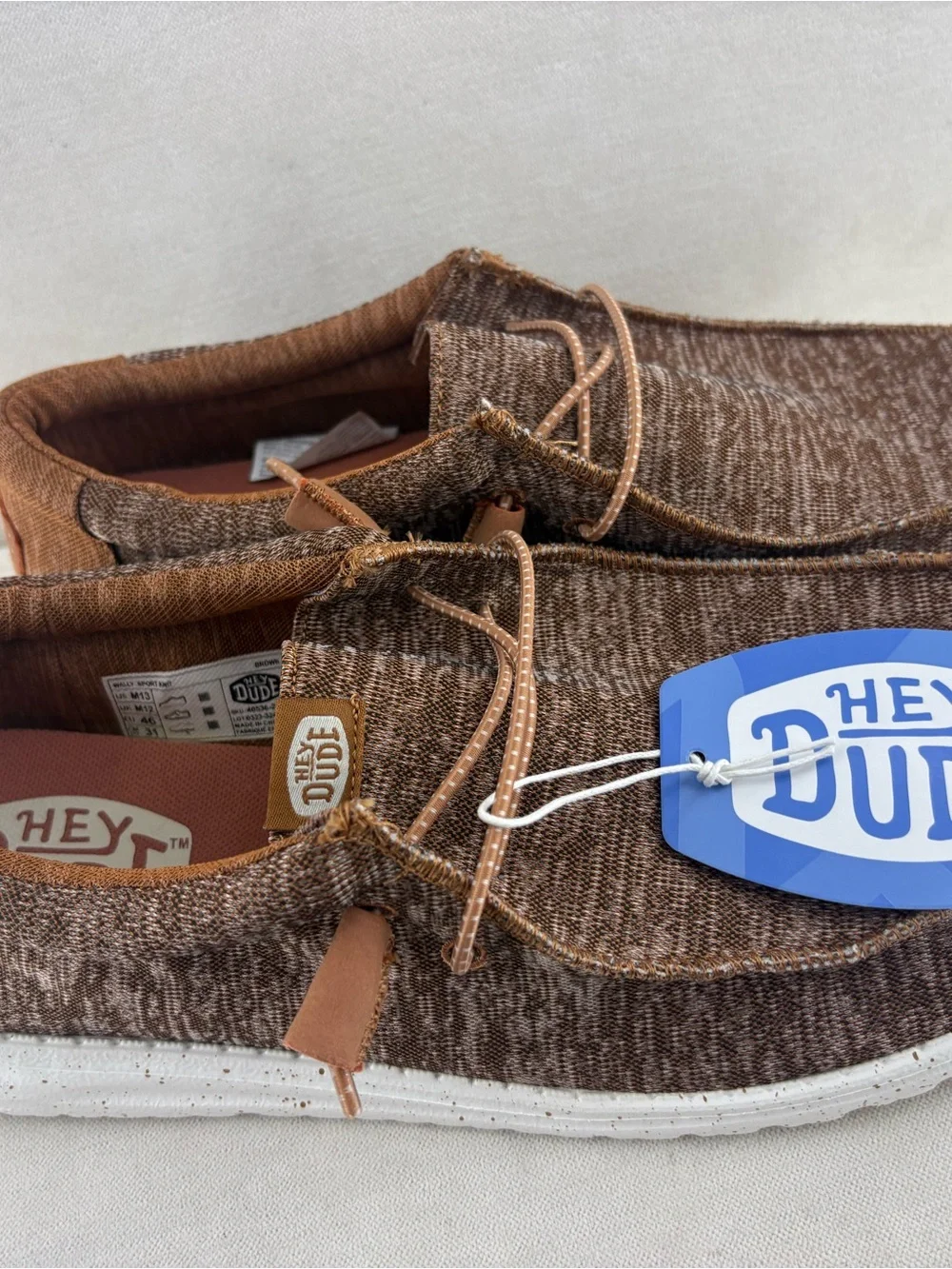 Hey Dude Men's Brown heather Knit Slip-On Loafers size 14 NEW